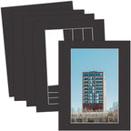 MBC Mat Board Center, 5 Pack 16x20 for 11x17 Black Picture Mats Frame Mattes, Bevel Cut, Acid Free, 4-ply Thickness