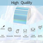 Holographic Square Thermal Labels Stickers 3" x 3", Square Direct Thermal Stickers Labels, Glitter Self-Adhesive Thermals Label for Small Business- Holographic Blue