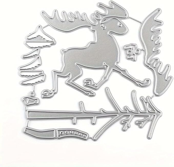 Lapoo Festivals Metal Cutting Die for Scrapbooking - Durable, Cut Stencils for DIY Scrapbook Photo Album Decorative Paper Card, Card Making Supplies, Embossing (Deer and The Tree 4.6 x 4.3 in)