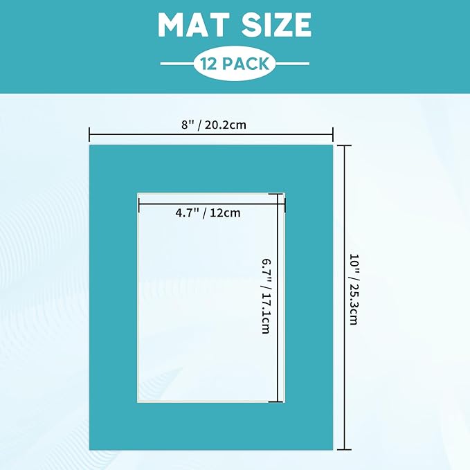 ZBEIVAN 12 Packs Mixed Colors 8x10 Picture Frame Mats for 5x7 Photos, Artworks and Prints, White Core Bevel Cut Frame Mattes