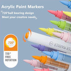 Water Based Acrylic Paint Markers, 9 Colors Acrylic Paint Pens Set with Soft Brush Tip, Marker Pen for Rock Painting, Egg, Wood, Glass, Paper, Acrylic Painter Ink (Dark Skin Series)