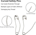 60Pcs Curved Safety Pins Size 4, 2-1/4 inch / 57mm Quilting Basting Pins, Bent Safety Pins for Quilting and Knitting (Sliver)