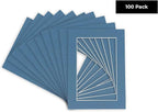 11x14 Mat for 8.5x11 Photo - Precut Steel Blue Picture Matboard for Frames Measuring 11 x 14 Inches - Bevel Cut Matte to Display Art Measuring 8.5 x 11 Inches - Acid Free Pack of 100 MATS