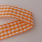 Orange Gingham Plaid Checked Ribbon 25 Yards Each Roll 100% Polyester (5/8",Orange)