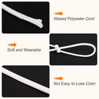 MECCANIXITY Waxed Polyester Cord 0.5mm 175 Yard White for Bracelet Making, Jewelry, DIY Crafts