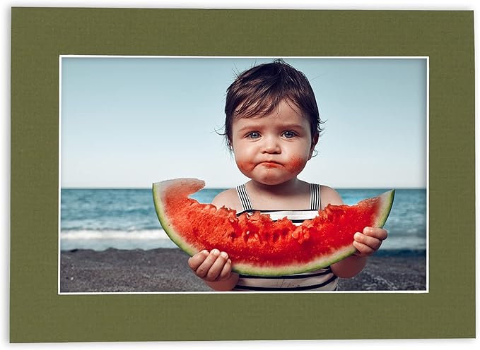11x14 Mat for 8.5x11 Photo - Precut Dill Green Picture Matboard for Frames 11 x 14 Inches - Bevel Cut to Display Art 8.5 x 11 Inches - Acid Free Pack of 100 MATS with Backing Boards & Clear Bags