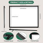 HIUKCOLED A3 Built-in Tilt Stand Light Tracing Box with Carry Bag, 3 Colors/Stepless Dimmable/6-level Brightness Adjustable, Battery Powered LED Light Board for Drawing,Diamond Painting,Sketching
