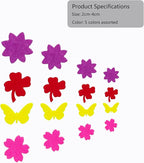 Felt Stickers, Self Adhesive Flower Butterfly Clover Assorted Shapes, Greeting Cards Decorative Stickers with Assorted Colors and Sizes Packing for Kid's Arts Craft Supplies