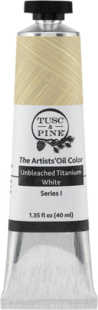 Tusc & Pine Artist Oil Paint - Unbleached Titanium White, 40 ml, Non-Yellowing, Rich & Creamy Consistency, Maximum Pigment Load, Small Batch Milled Oil Paints Made in the USA for Professional Artists