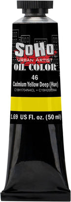 Soho Urban Artist Oil Paint - Cadmium Yellow Deep Hue, 50 ml Tube - Best Valued Oil Colors for Painting, Excellent Pigment Load