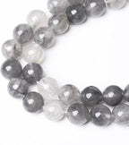 32pcs 12mm Natural Grey Cloud Crystal Stone Beads for Jewelry Making Energy Healing Power Stone Beads DIY Bracelet Necklace Accessories 15" (12mm, Grey Cloud Crystal)