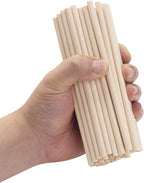 Wood Dowels Wooden Dowel Rods, 100PCS 1/4 x 6 Round Wooden Sticks for Arts and Crafts, Small Unfinished Hardwood Sticks for DIYers Crafting, Cake Support, Lollipop, Photo Booth Props, Home Decor