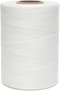 Waxed Thread,852Yds 150D 0.8mm Flat Polyester Wax Thread for Hand Sewing Leather Craft DIY Projects Shoes Repair Book Binding(White)