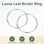 PATIKIL 3" x 3.2" Loose Leaf Binder Rings, 30 Pcs Metal Book Rings Nickel Keychain Ring for Paper Index Cards Flash Card Notebook Rings Office Home Book Binder, Silver Tone