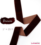 LaRibbons Thin Velvet Ribbon 1 Inch x 25 Yards, Brown Velvet Ribbon for Christmas Tree, Gift Wrapping, Wreath Bow, Outdoor Decoration