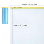 uxcell Pre-Taped Masking Film, 3.6ft x 66ft Plastic Paint Drop Cloth with Medium-Tack Painters Tape for Painting Spraying Protection Blue Film 3Pcs