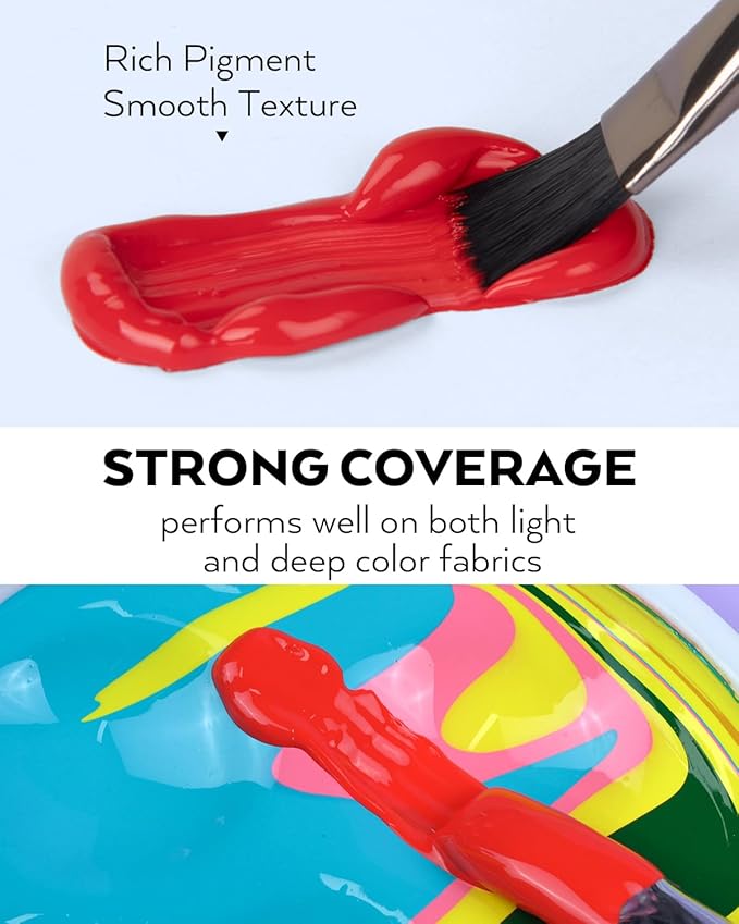 Nicpro 24 Colors Permanent Fabric Paint (8.45 oz, 250 ml) Soft Fabric Paint for Clothes, Non-Toxic Textile Paint for Fabric DIY Crafts, T-shirts, Shoes Jeans Bags Canvas for Adult with Color Wheel
