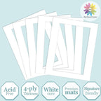 MBC Mat Board Center, 5 Pack 11X14 for 8X12 White Picture Mats Frame Mattes, Bevel Cut, Acid Free, 4-Ply Thickness