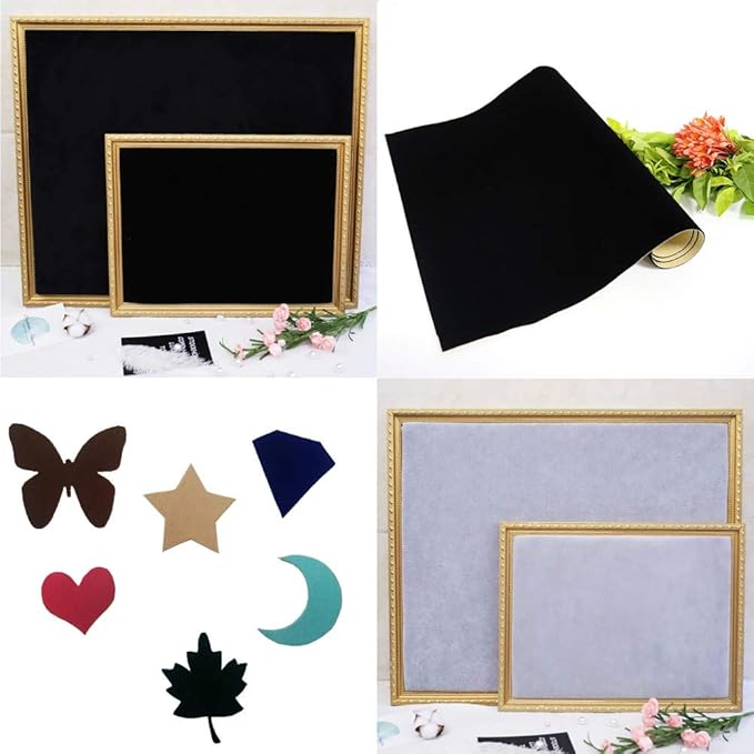 2PCS Self Adhesive Felt Sheets, DIY Felt Adhesive Sheet for Art & Crafts, Peel and Stick Felt for Drawer/Jewelry Box Felt Liner, Solid Color Felt Wallpaper (14.6" x 39.4", Grey)