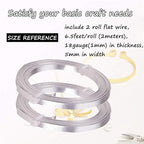 Flat Aluminum Wire Bendable Flat Wire for Crafts 5mm Metal Strips for DIY Jewelry Making Bezel Sculpting Armature 18Gauge 6.5Feet/Roll 2Rolls (5mm Wide, Silver, 2)