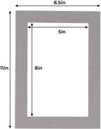 5.5x8.5 Mat for 8.5x11 Frame - Precut Mat Board Acid-Free Charcoal 5.5x8.5 Photo Matte for a 8.5x11 Picture Frame, Premium Matboard for Family Photos, Show Kits, Art, Picture Framing, Pack of 10 Mats