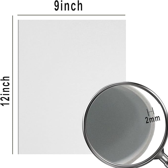 QIDIWIN EVA Foam Craft Sheets - 9x12 Inch 2mm Thick Versatile Non-Adhesive Foam for DIY, Cosplay, Scrapbooking, Classroom Projects - Durable, Flexible, Perfect for Crafting, 12 Pack(White)