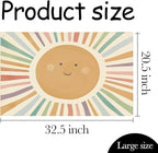 Watercolor Sun Banner Playroom Decor Banner Canvas 21 in x 33 in Hanging Flag Perfect for Kids Nursery and Playroom Wall Decor Stylish Room Decor for Boys and Girls