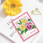 ORIGACH Realistic Pansy Stamps and Dies and Layering Coloring Stencil Set, Silicone Stamps Metal Die Cut and Flower Stencil Template for Card Making Scrapbooking DIY Crafting