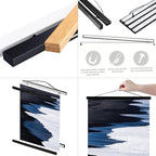 Ywlake Magnetic Poster Hanger, 9x12 9x14 9x17 Poster Frame Wood Wooden Magnet Print Posters Dowel Scroll Hanger Hangers Hanging Kit for Walls Map Canvas Artwork (Black, 9")