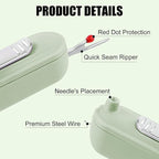 Needle Threaders, 2 in 1 Plug-in Needle Threader Seam Ripper Tool, Automatic Stretchable Seam Rippers for Sewing, Hand Quilling Supplies,Embroidery Stitch Removal (Purple/Green)