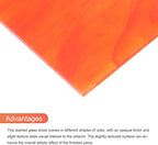MECCANIXITY 2 Pcs Stained Glass Sheet Mosaic Tile 7.9 Inch x 5.9 Inch Watermelon Red Stained Glass Sheets for Crafts DIY Art Project