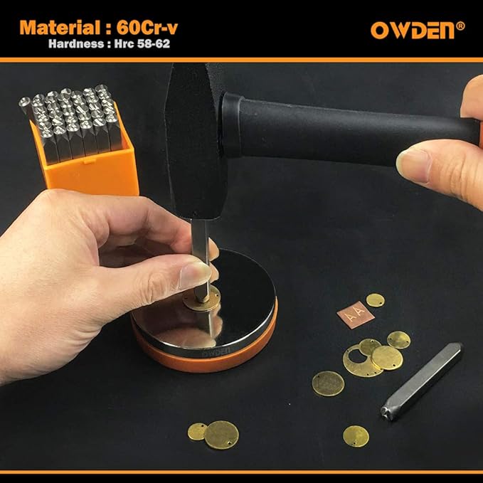 OWDEN Professional 36Pcs. Steel Metal Stamping Tool Set,(1/8”) 3mm,Steel Number and Letter Punch Set,Alloy Steel Made HRC 58-62 for Jewelry Craft Stamping.