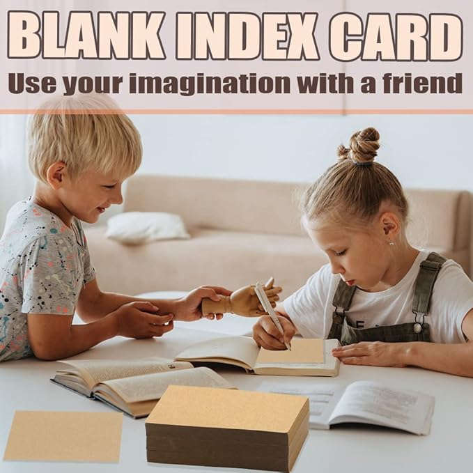 Bercoor 200 Pack Blank 3 x 5 Inch Index Cards, Heavy Study Cards, Note Cards for Office, School Learning, Kraft Paper