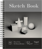 Yagol Sketch Book 9x12 Inch 100 Sheets 68LB/100GSM, Sketch Pad with Spiral-Bound Art Paper for Drawing and Painting for Pencils, Charcoal, Dry Media