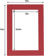 11x14 Mat for 8.5x11 Photo - Precut Deep Red Picture Matboard for Frames Measuring 11 x 14 Inches - Bevel Cut Matte to Display Art Measuring 8.5 x 11 Inches - Acid Free Pack of 100 MATS