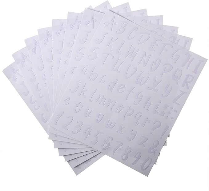 Outus 576 Pieces 8 Sheets Letters Stickers Self Adhesive Vinyl Letter Alphabet Number Stickers Mailbox Numbers Sticker, Decals for Classroom Decor, Sign, Door(White,1 Inch)