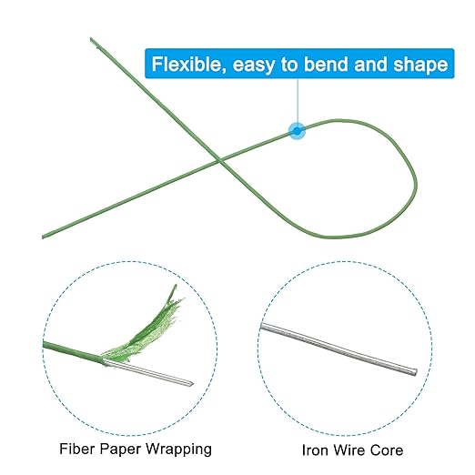 PATIKIL 16 Gauge 16" Floral Stem Wire, 100 Pcs Paper Wrapped Iron Artificial Flower Stem Accessories for DIY Bouquet Stem and Craft Decoration, Light Green