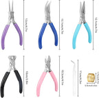 5 Pcs Jewelry Making Pliers Tools,Includes Needle,Round,Chain, Bent & Zipper Pliers for Repair, Wire Wrapping & Crafts DIY Craft Jewelry Making Supplies