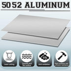 1 Pack 5052 Aluminum Sheet Metal 24" x 48" Aluminum Plate 1/8 (0.125'') Inch Thickness Rectangle Metal Panels for Industry Crafting Handcraft DIY Projects
