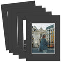 MBC Mat Board Center, 5 Pack 12x16 for 8.5x11 Black Picture Mats Frame Mattes, Bevel Cut, Acid Free, 4-ply Thickness