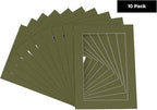 8x10 Mat for 6x8 Photo - Precut Dill Green Picture Matboard for Frames Measuring 8 x 10 Inches - Bevel Cut to Display Art 6 x 8 Inches - Acid Free Pack of 10 MATS with Backing Boards & Clear Bags