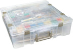 ArtBin 6981AB Super Satchel Deluxe Divided Base, Large Portable Art & Craft Organizer with Drawers, [1] Plastic Storage Case, Clear
