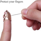 J.CARP 4Pcs Sewing Thimble, Metal Rose Gold Color Sewing Thimble Finger Protector, Adjustable Finger Shield Ring Fingertip Thimble Sewing Quilting Craft, Accessories DIY Sewing Tools (2 Sizes, S/M)