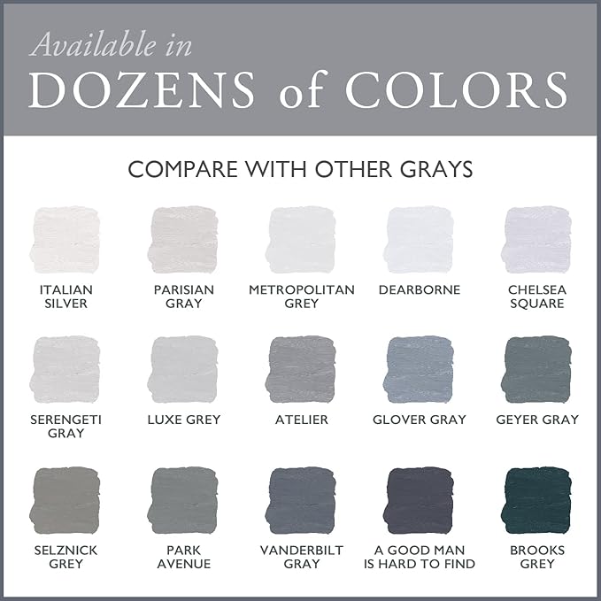 AMY HOWARD AT HOME Chalk-Based One Step Paint for Furniture, Cabinetry, Decor, Finish, and More | No Stripping, Sanding, or Priming | Ultra-Light Base | 32 Ounce | Italian Silver