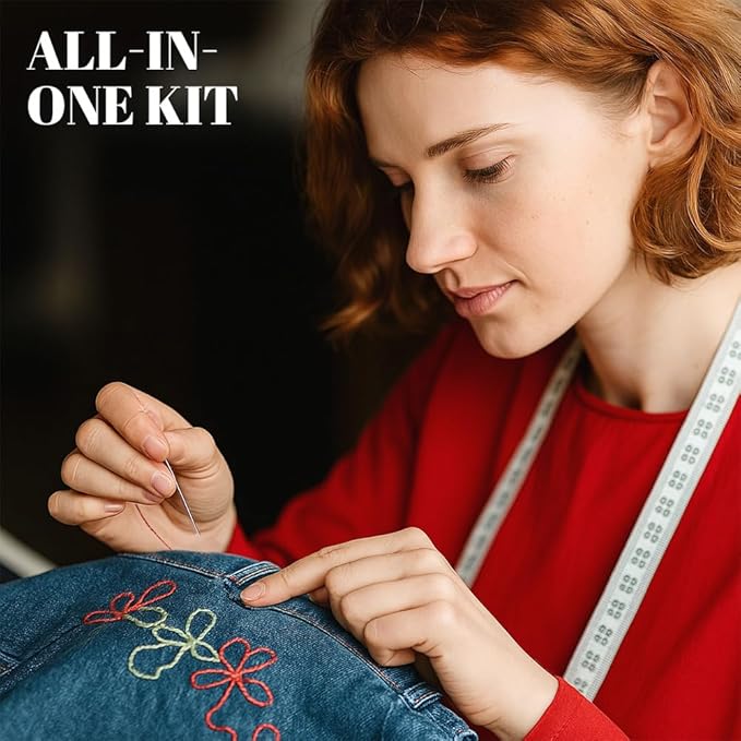 37PCS Sewing Tool Set, 2025 New Sewing Kit, Multi-Purpose Needle and Thread Kit for Leather Sewing DIY Handmade Craft Set, Large-Eye Stitching Needles Sewing Repair Kit for Beginners, Older (2 Set)