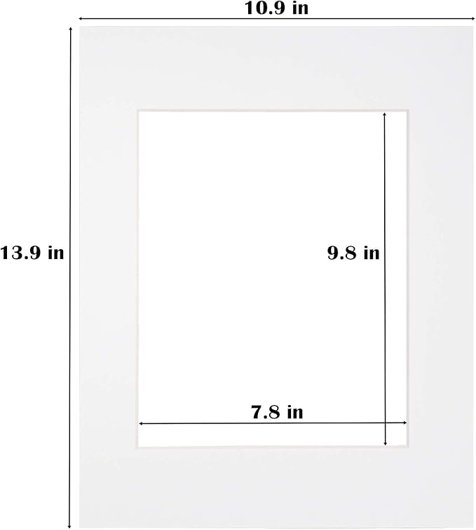 Egofine 11x14 White Picture Mats Pack of 14, Frame Mattes for 8x10 Pictures, Acid Free, 1.2mm Thickness, with Core Bevel Cut