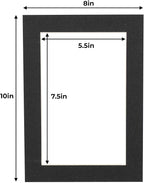 6x8 Mat for 8x10 Frame - Precut Mat Board Acid-Free Show Kit with Backing Board, and Clear Bags Textured Black 6x8 Photo Matte Made to Fit a 8x10 Picture Frame Matboard for Framing, Pack of 1 Mat