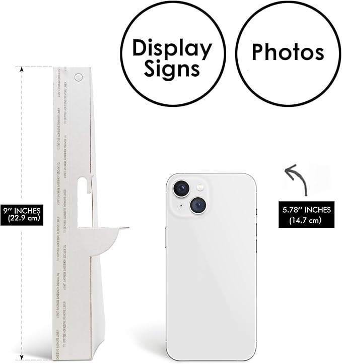 Golden State Art, 9 Inch Self Stick Easel Back, Cardboard Stand, Single Wing, Archival Quality, Display Posters Pictures Brochures, Easy and Fast Application (Pack of 50) White, Made in USA