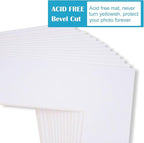 Egofine 6x8 White Picture Mats, Frame Mattes for 4x6 Pictures, Acid Free, 1.2mm Thickness, with Core Bevel Cut - Pack of 14