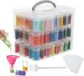 Douorgan 3-Tier Diamond Painting Storage Containers Portable Bead Organizer and Storage Box Stackable Arts & Crafts Organizers for Nail Charms Seed, 132 Round, Funnel, Stickers